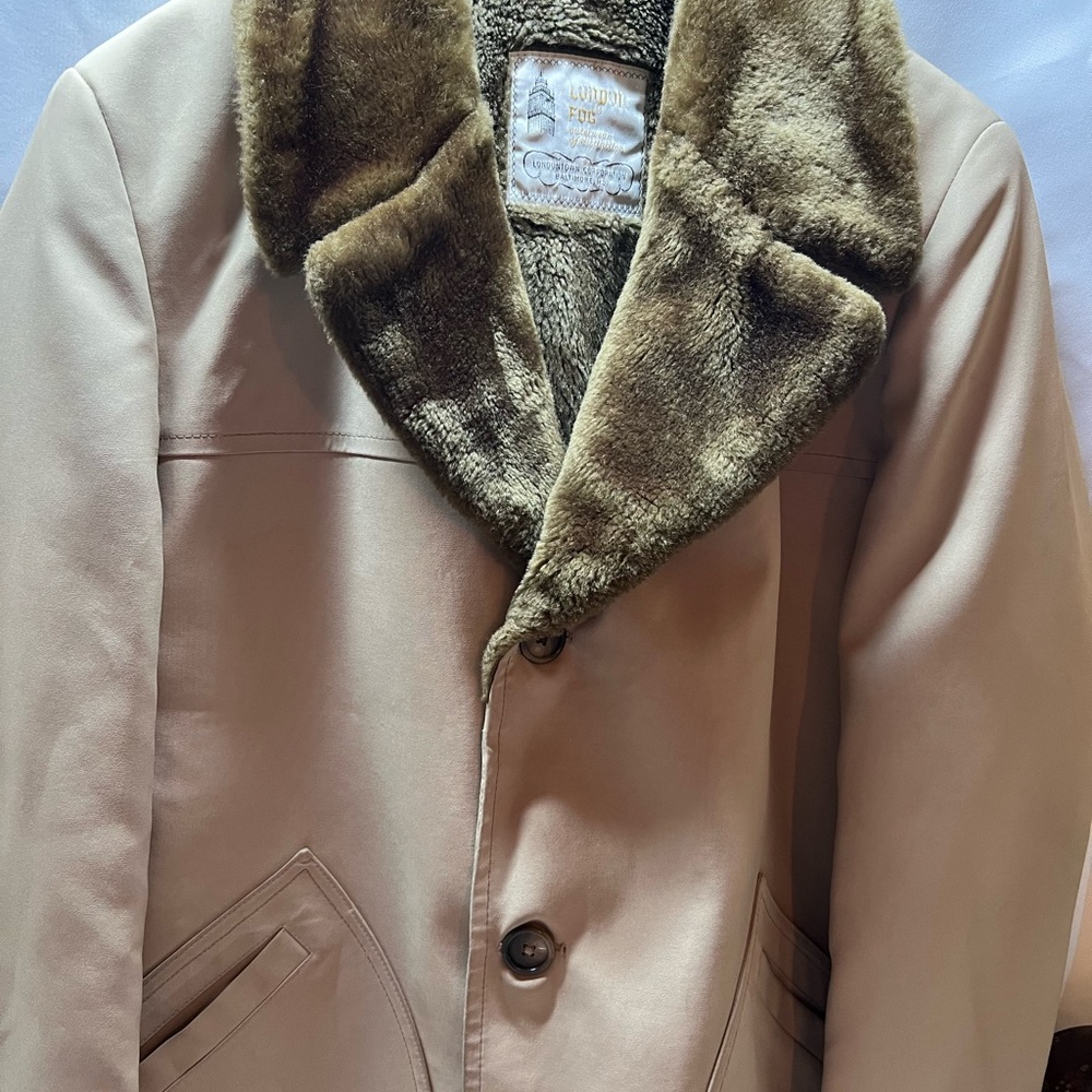 London Fog Tan‎ Pea Coat with Classic Tailored Design